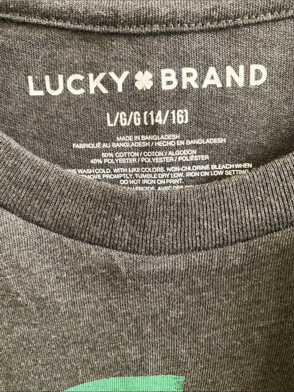 Lucky Brand Charcoal Tee with Skeleton Leprechaun Graphic - Picture 4 of 4